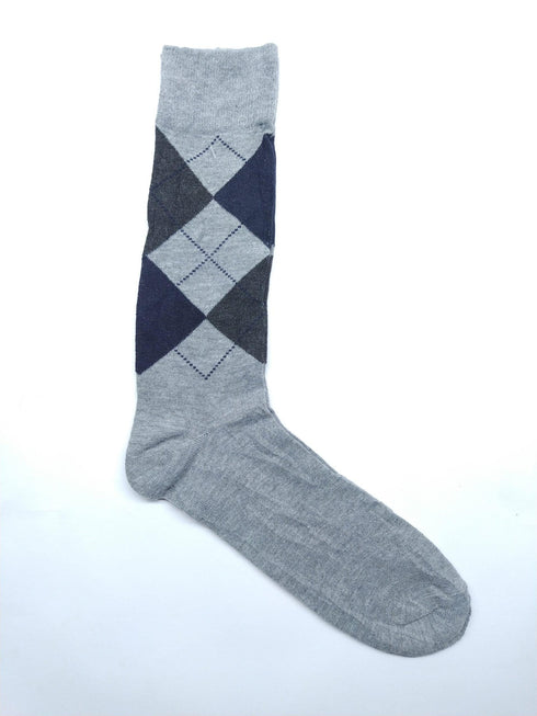 Blue Jacquard Diamond Knee High Socks - SOXO #1 Imported Socks Brand in Pakistan